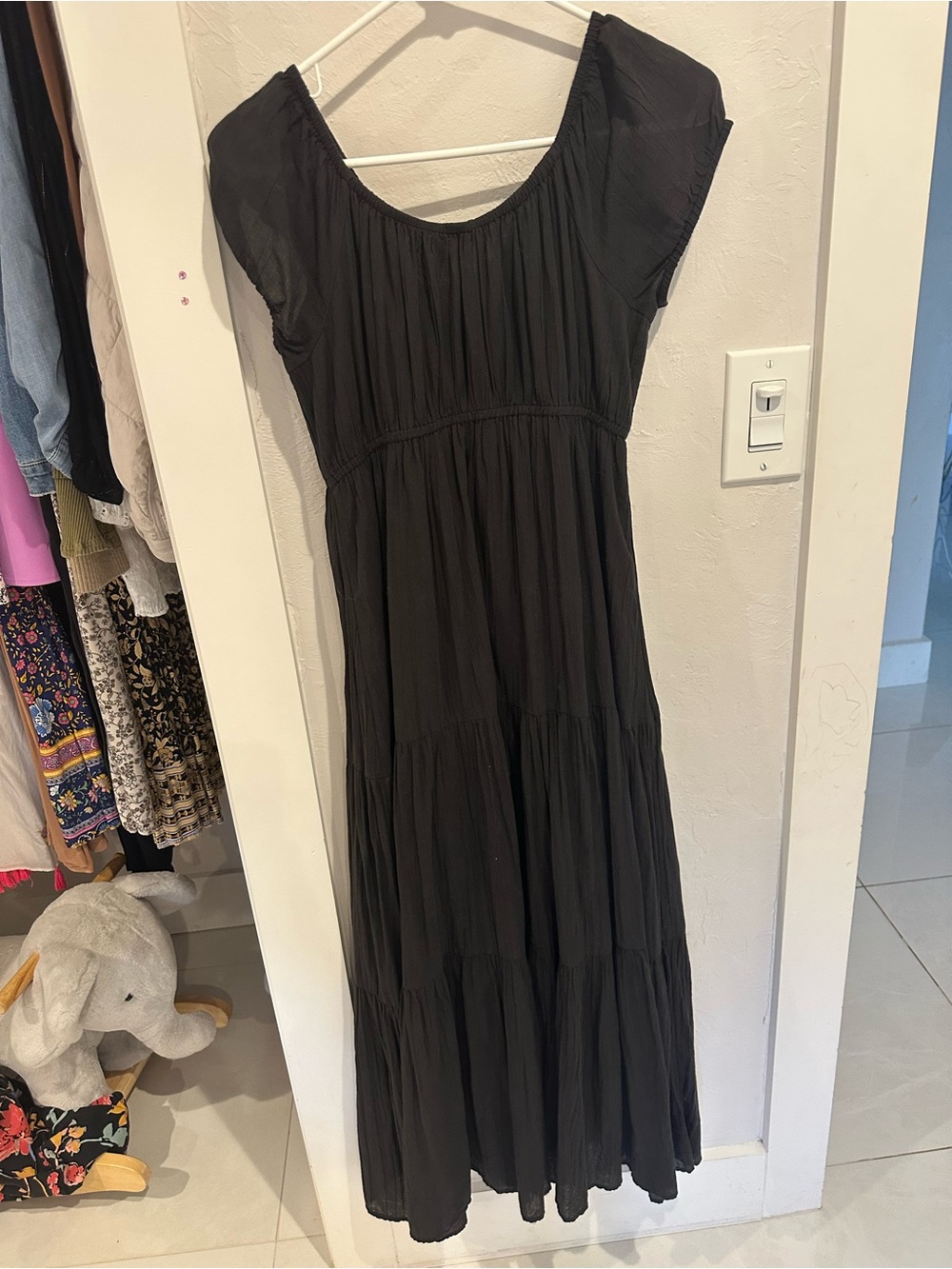 Lucky Brand Black Button-Front Tiered Maxi Dress - Picture 3 of 3